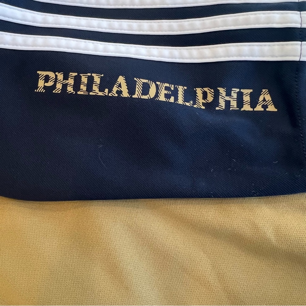 Adidas Philadelphia Union Football Tan Navy Soccer Training Jersey Mens Small - Picture 12 of 15